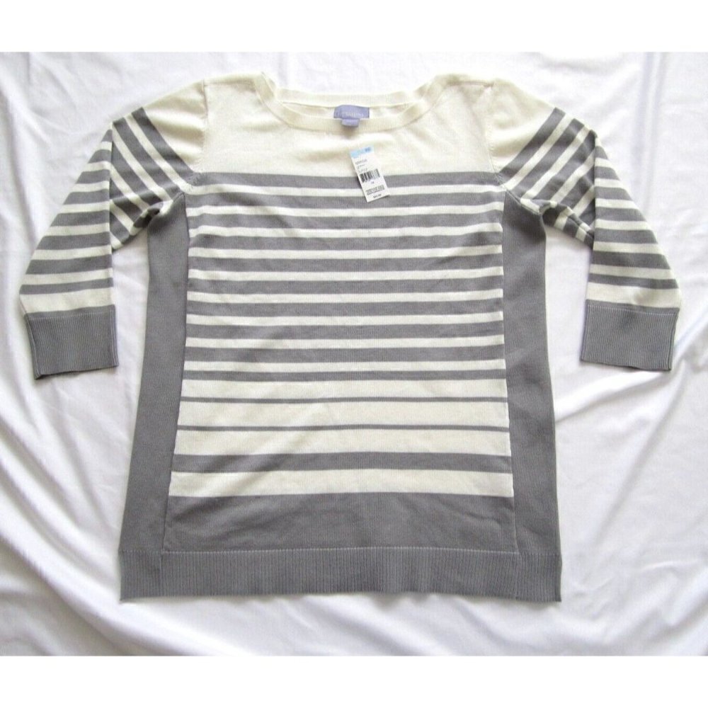 New W/ Tag Women Laura Scott Rayon/Polyester Stripe Pullover Sweater Sz 1X(WS25)